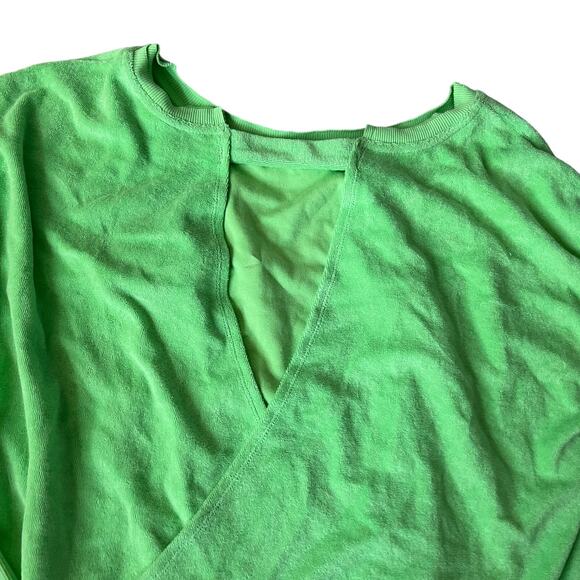 JoyLab Women's Bright Green Open Back Terry Cloth Sweatshirt - Size XS - NWT - Picture 4 of 8